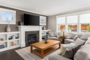 A home remodel with a flat screen TV